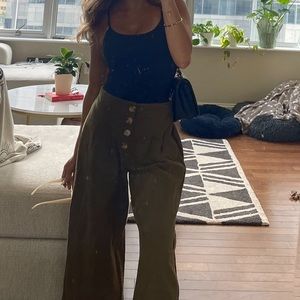 Urban Romantics olive green wide leg pant